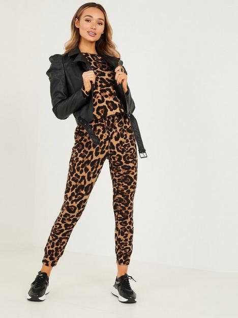 quiz-leopard-print-knitted-lounge-set