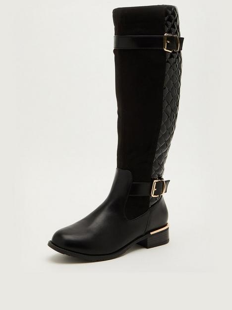 quiz-quilted-knee-high-boots