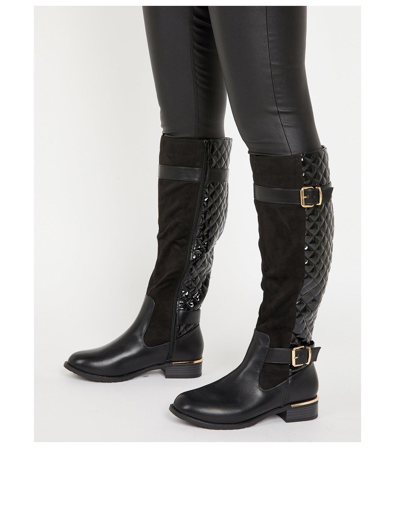 quilted knee high boots