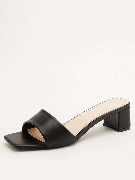 quiz-faux-leather-heeled-mule-sandals