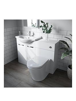 Product photograph of Orchard Bathrooms By Victoria Plum Elsdon White Vanity Combination Unit With Back To Wall Toilet And Tap 1060mm from very.co.uk