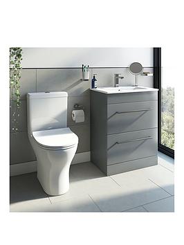 Product photograph of Orchard Bathrooms By Victoria Plum Derwent Grey Vanity Drawer Unit 600mm With Close Coupled Toilet And Tap from very.co.uk