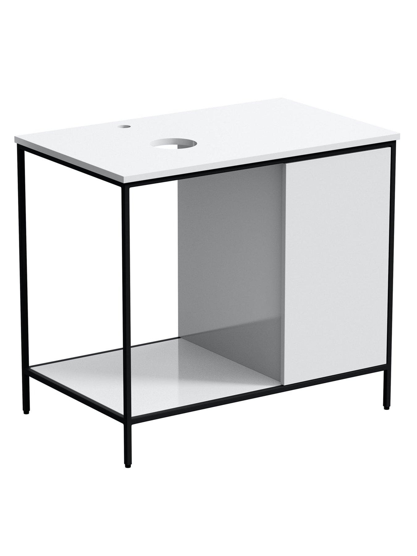 Mode Bathrooms by Victoria Plum Bergne White washstand with black steel