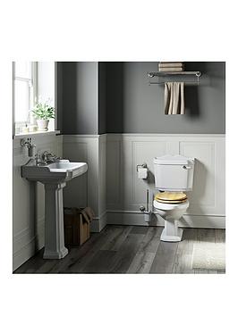 Product photograph of Orchard Bathrooms By Victoria Plum Winchester Traditional Close Coupled Toilet With Oak Effect Seat And Traditional Basin Pack from very.co.uk