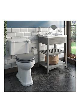 Product photograph of Orchard Bathrooms By Victoria Plum Winchester Traditional Close Coupled Toilet With Grey Seat And Washstand Basin Pack from very.co.uk