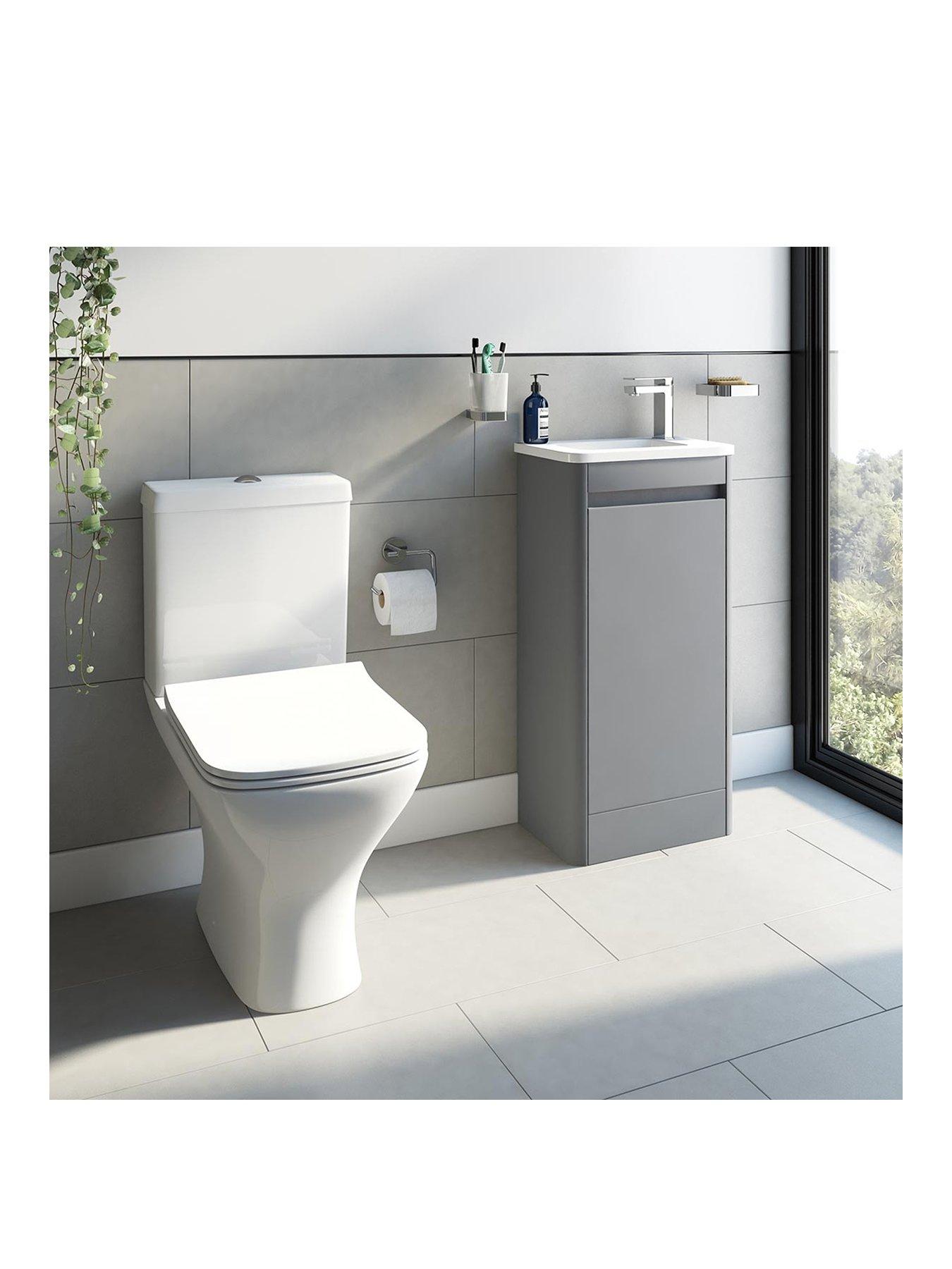 Product photograph of Mode Bathrooms By Victoria Plum De Gale Compact Grey Floorstanding Vanity Unit Right Hand With Close Coupled Toilet from very.co.uk