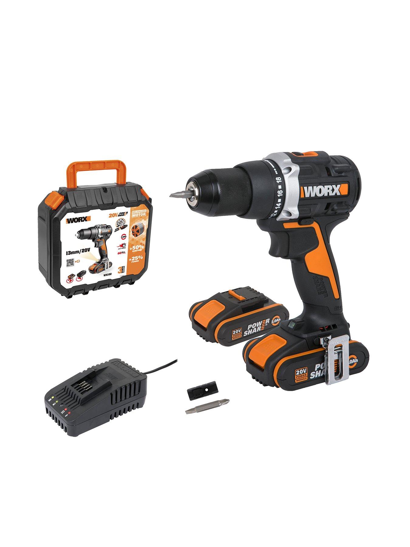 Product photograph of Worx Wx102 20v Brushless Cordless Drill Driver from very.co.uk
