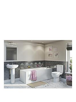 Product photograph of Orchard Bathrooms By Victoria Plum Eden Straight Bath Suite With Close Coupled Toilet Full Pedestal Basin And Taps 1500 X 700 from very.co.uk