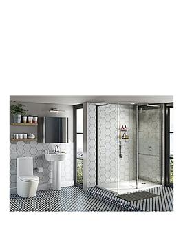 Product photograph of Mode Bathrooms By Victoria Plum Heath Walk In Shower Enclosure Suite With Close Coupled Toilet And Basin 1600 X 800 from very.co.uk