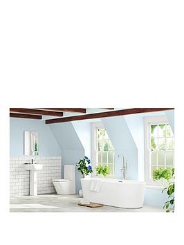 Product photograph of Mode Bathrooms By Victoria Plum Tate Contemporary Thin Edged Freestanding Bath Suite With Close Coupled Toilet And Basin 1500 X 700 from very.co.uk