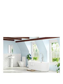 Product photograph of Mode Bathrooms By Victoria Plum Tate Contemporary Thin Edged Freestanding Bath Suite With Close Coupled Toilet And Basin 1780 X 800 from very.co.uk