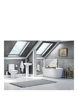 Product photograph of Orchard Bathrooms By Victoria Plum Wharfe Round Freestanding Bath Suite With Close Coupled Toilet And Basin 1770 X 800 from very.co.uk