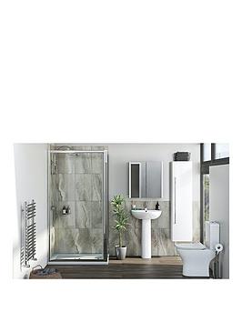 Orchard Bathrooms By Victoria Plum Kemp Rectangular Shower Enclosure Suite With Close Coupled Toilet, Full Pedestal Basin, Tap And Shower 1000 X 800