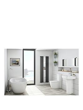 Product photograph of Mode Bathrooms By Victoria Plum Ellis Freestanding Bath Suite With Close Coupled Toilet Full Pedestal Basin And Taps 1800 X 870 from very.co.uk