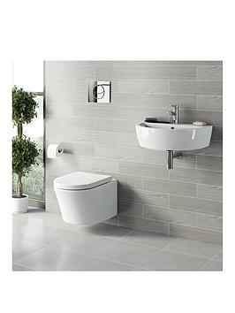 Product photograph of Mode Bathrooms By Victoria Plum Tate Back To Wall Bath Suite With Wall Hung Toilet Semi Pedestal Basin And Taps 1700 X 750 from very.co.uk