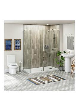 Product photograph of Mode Bathrooms By Victoria Plum Heath Walk In Shower Enclosure Suite With Close Coupled Toilet Full Pedestal Basin Tap And Shower 1400 X 900 from very.co.uk