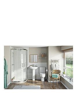 Product photograph of Orchard Bathrooms By Victoria Plum Kemp Quadrant Shower Enclosure Suite With Close Coupled Toilet Full Pedestal Basin Tap And Shower 800 X 800 from very.co.uk