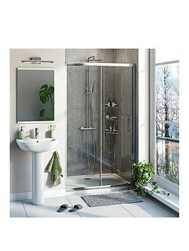 Orchard Bathrooms 6Mm Sliding Shower Door With Tray, Shower And Waste 1200 X 800