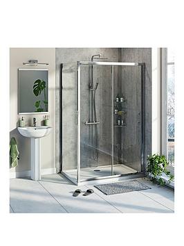 Victoria Plum 6Mm Sliding Shower Enclosure With Tray, Shower And Waste 1000 X 800