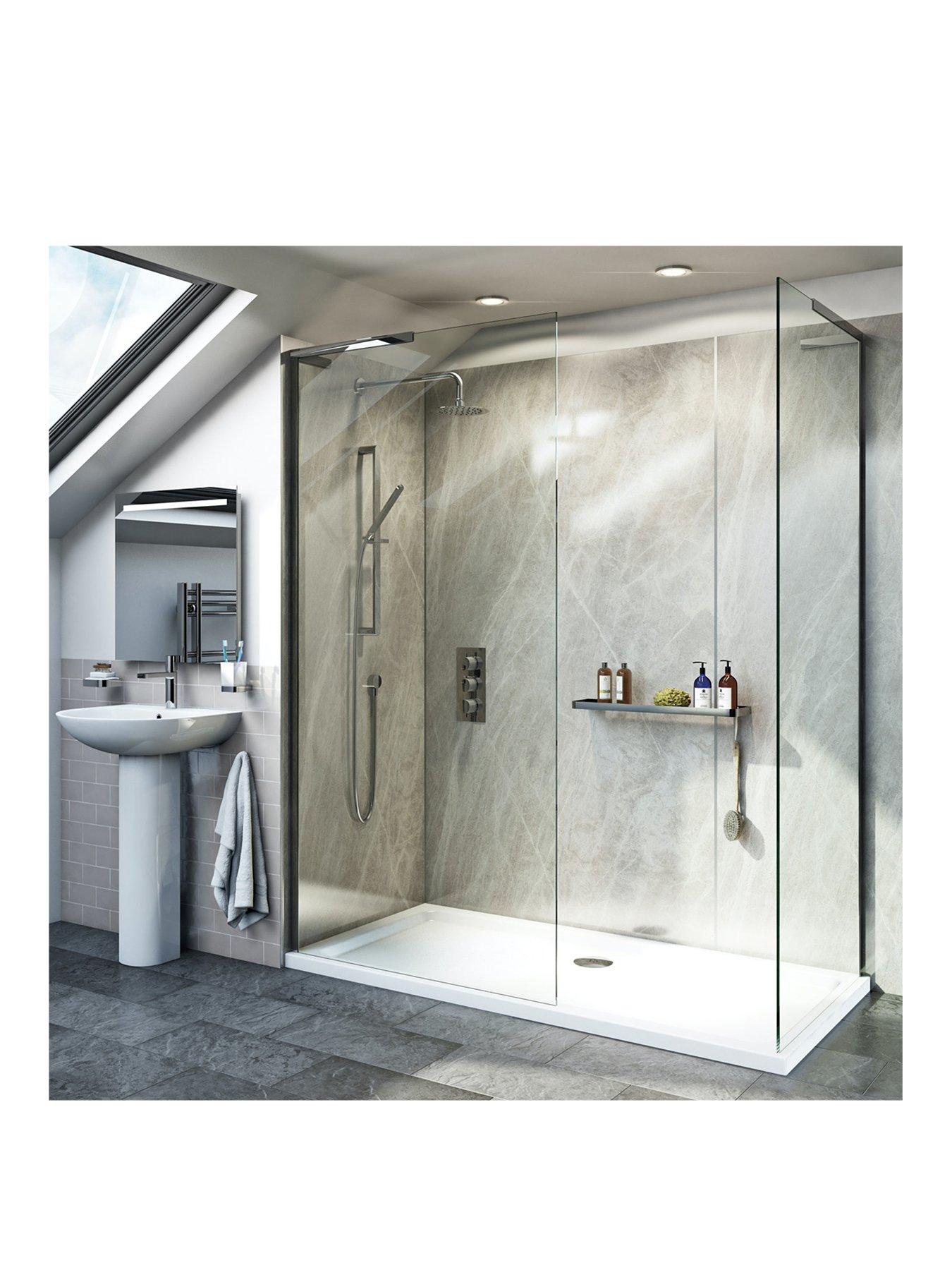 Product photograph of Mode Bathrooms By Victoria Plum Heath 8mm Walk In Shower Enclosure With Concealed Mixer Shower 1200 X 800 from very.co.uk