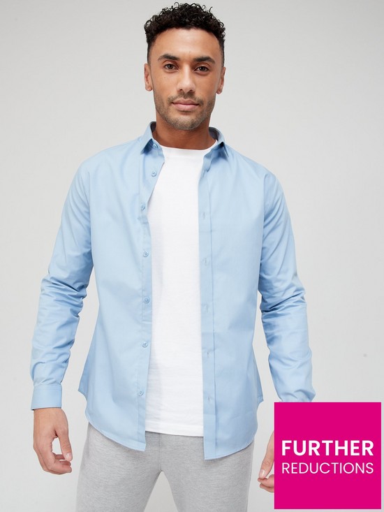 front image of river-island-long-sleevenbspshirt-blue