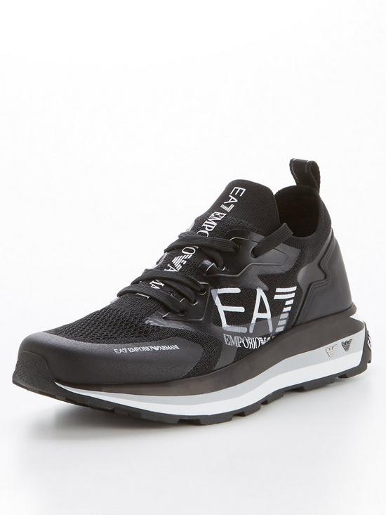EA7 Emporio Armani Altura Knit Chunky Sole Runner Trainers - Black ...