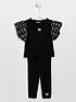  image of river-island-mini-girls-broderie-t-shirt-outfit-black