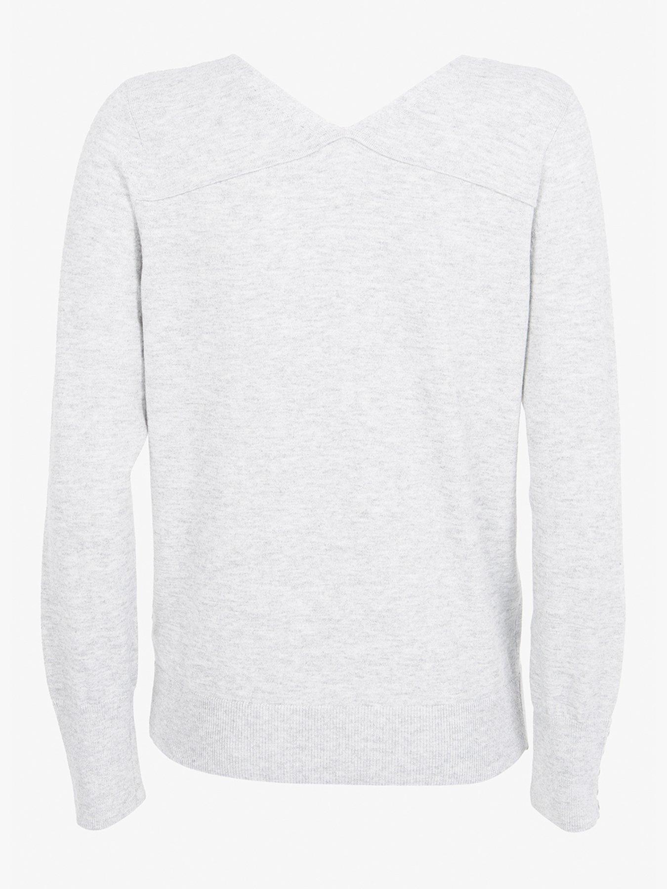 Women V Front Relaxed Jumper - Grey