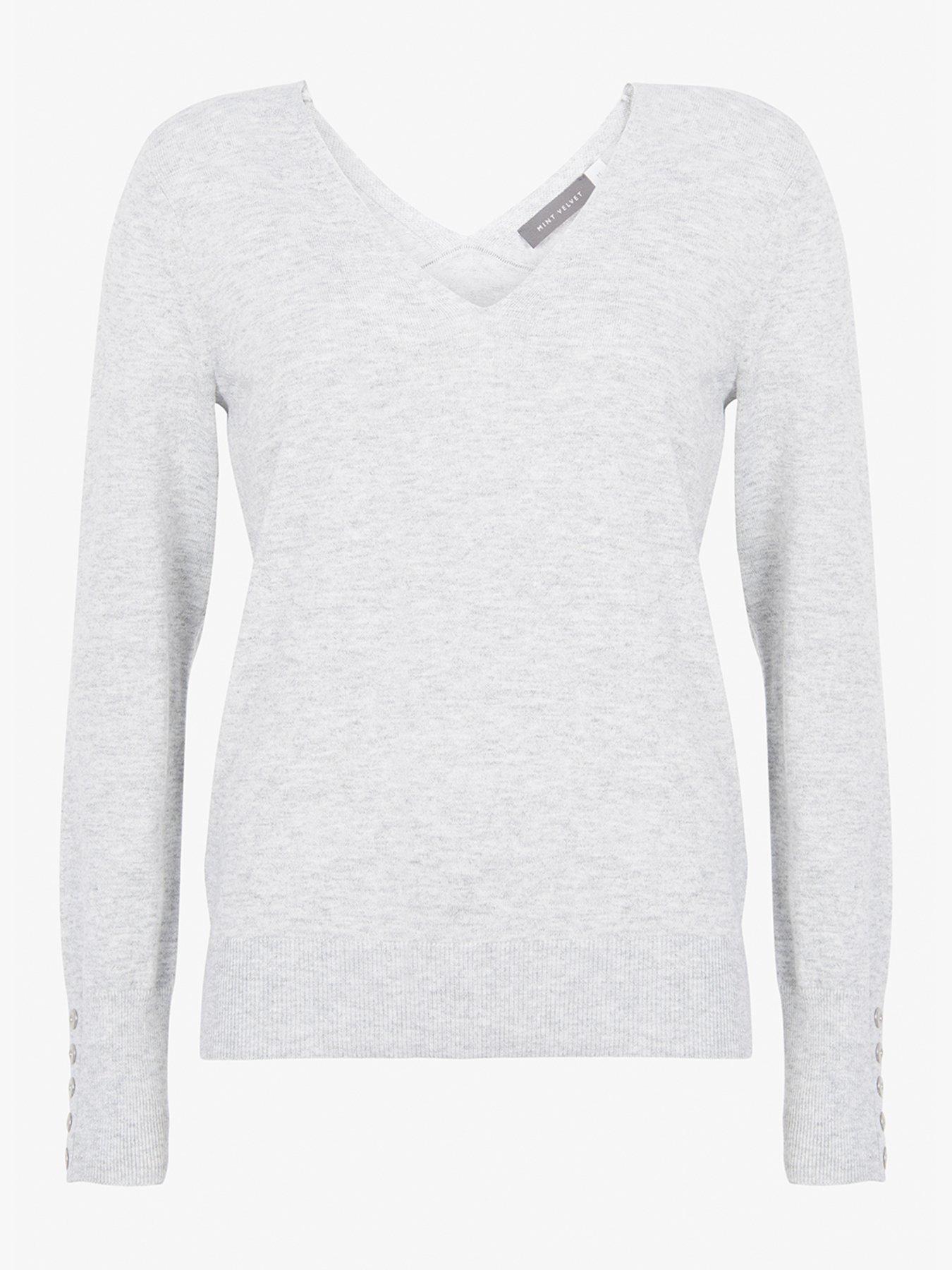 Women V Front Relaxed Jumper - Grey