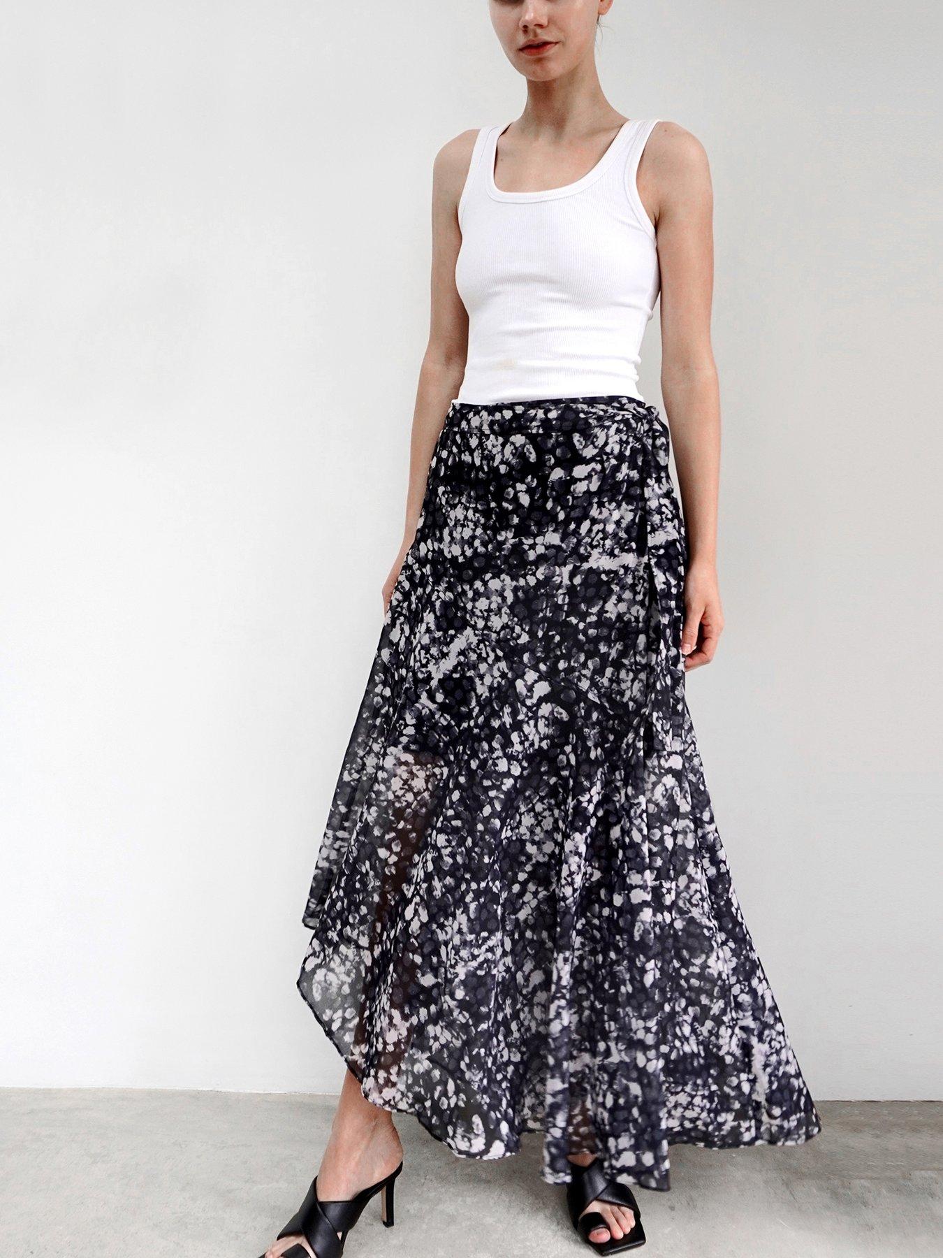Women Printed Maxi Skirt - Black