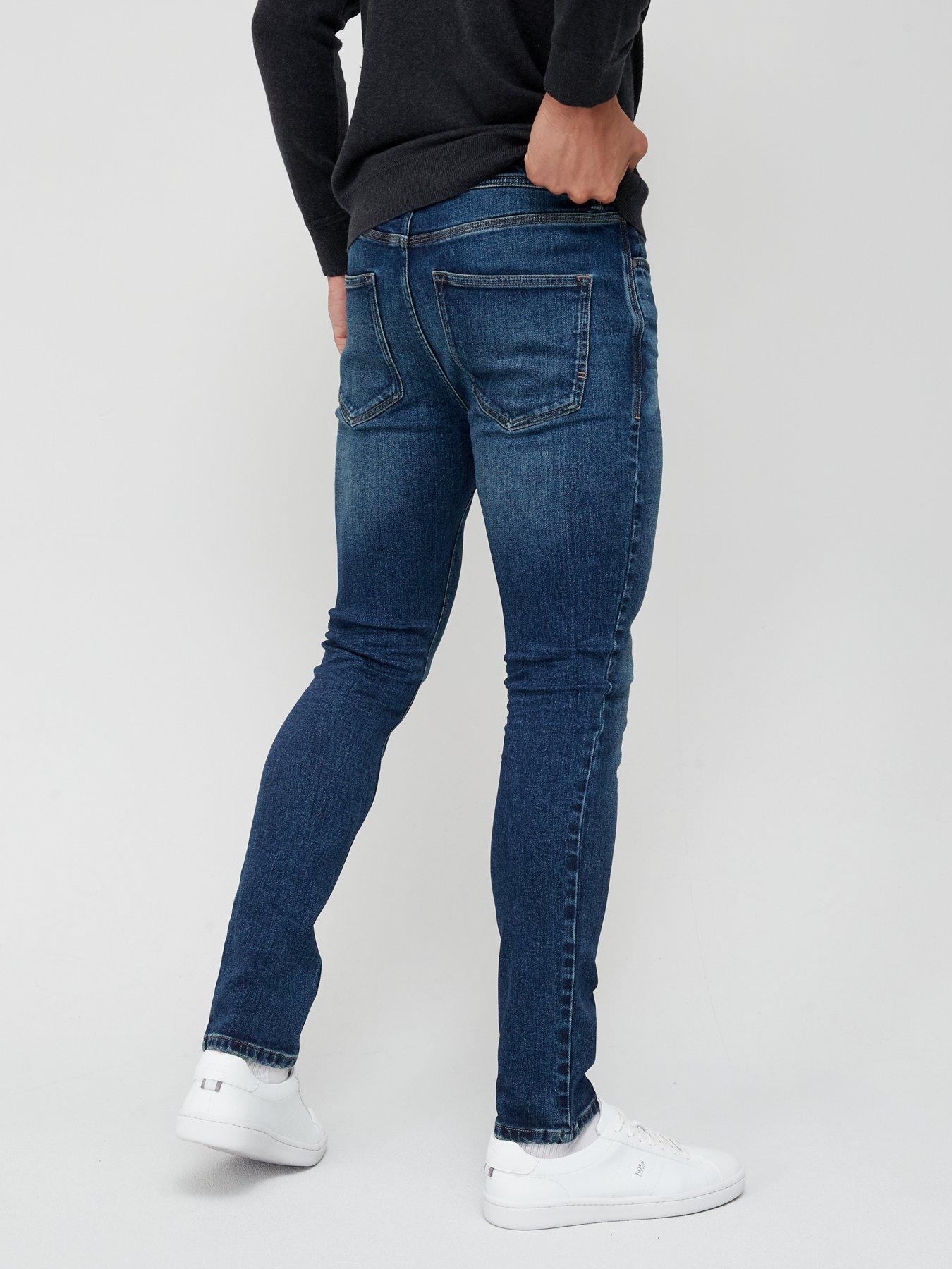 Men's Dark Wash Slim Straight Jeans, Men's Clearance