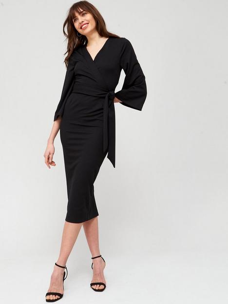 v-by-very-v-by-very-tie-side-pencil-midi-dress-black