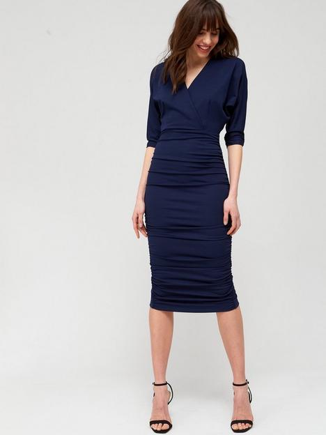 v-by-very-ruched-skirt-pencil-midi-dress-navy