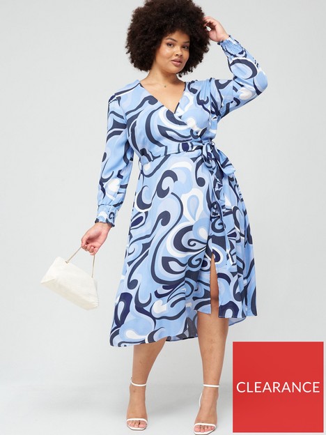 v-by-very-curve-long-sleeve-swirl-print-wrap-midi-dress-bluenbsp