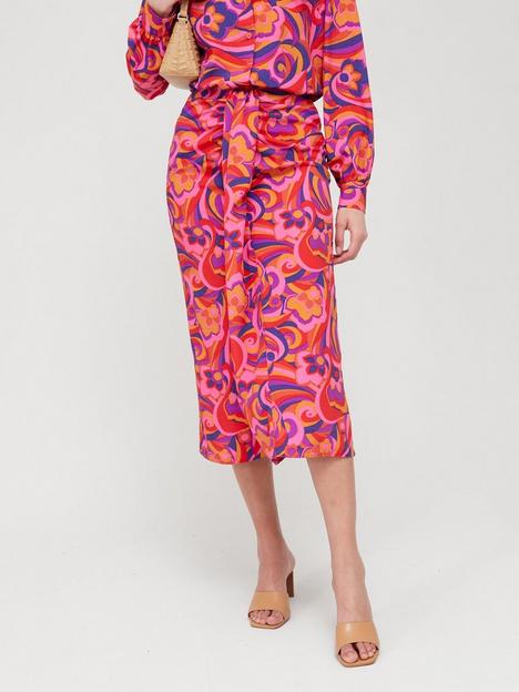 v-by-very-tie-front-midi-skirt-pink-print