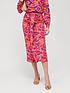  image of v-by-very-tie-front-midi-skirt-pink-print
