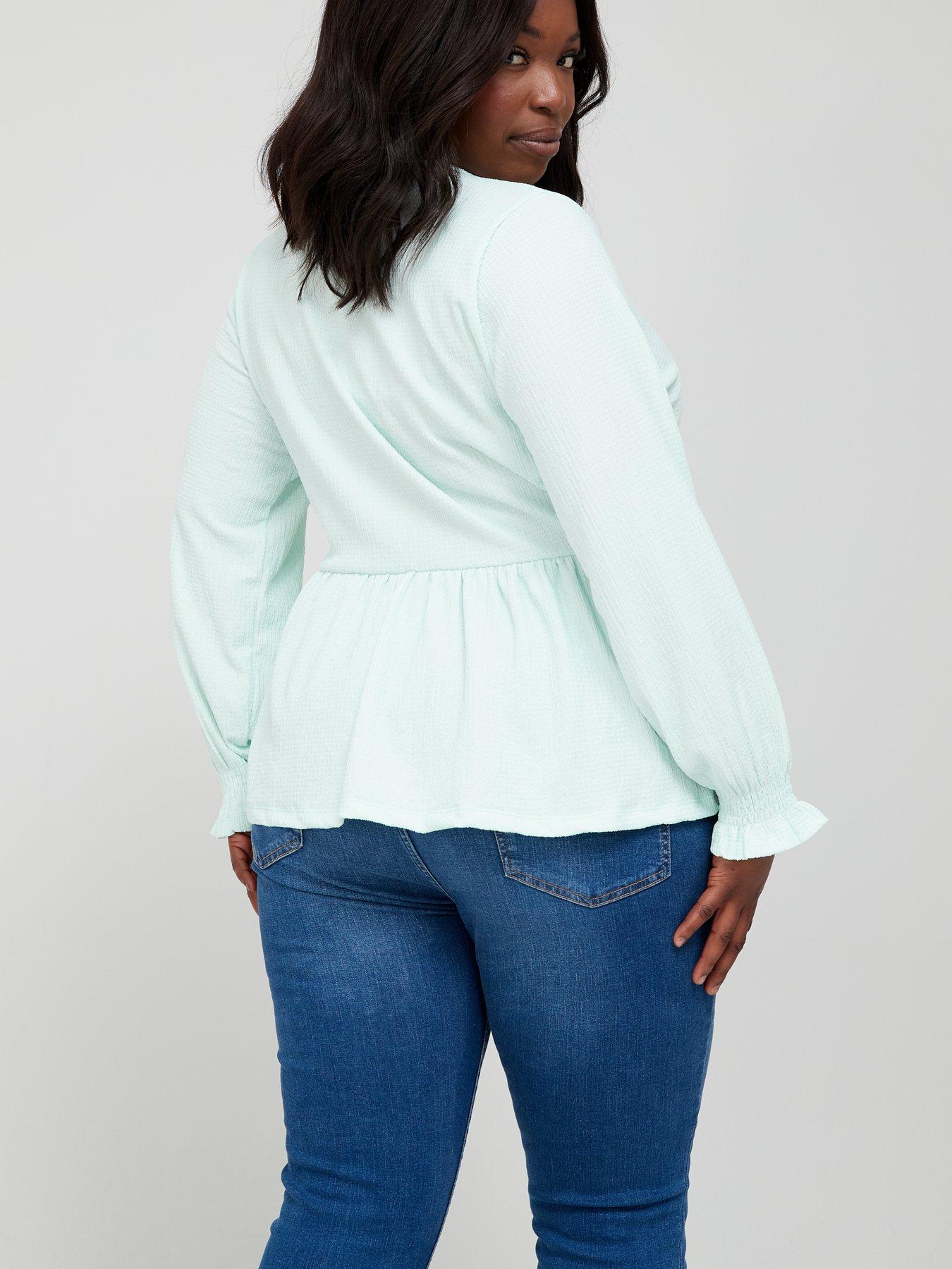 Peplum top (Blue) from Shein Curve