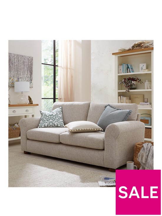 front image of lara-fabric-sofa-range-stone