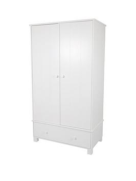 Product photograph of Great Little Trading Co Lulworth 2 Door 1 Drawer Kids Wardrobe - White from very.co.uk