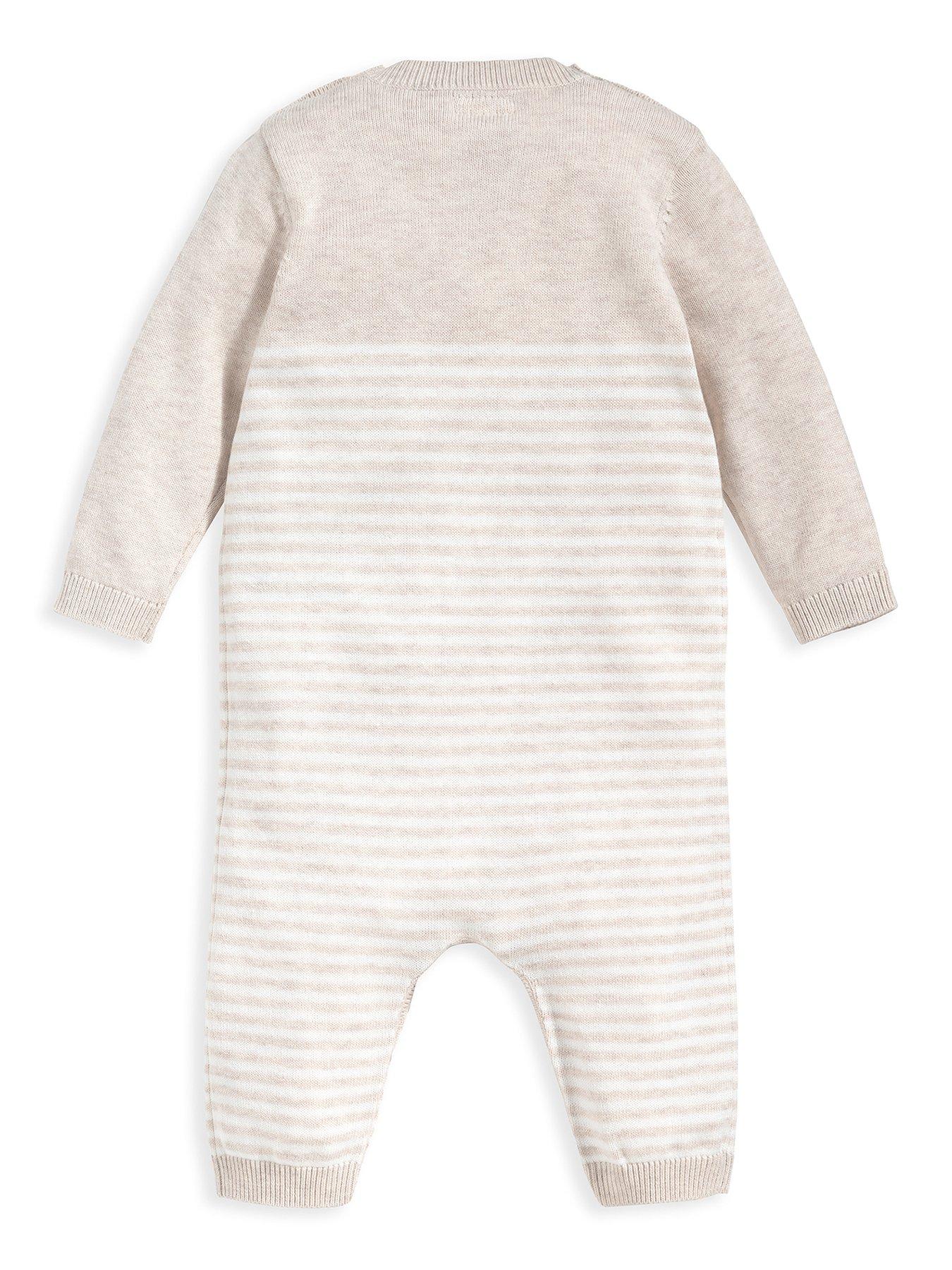  Unisex Baby Knitted Romper With Bear - Off White