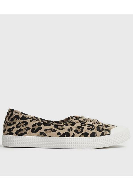 new-look-leopard-print-canvas-round-toe-lace-up-trainers-stonenbsp