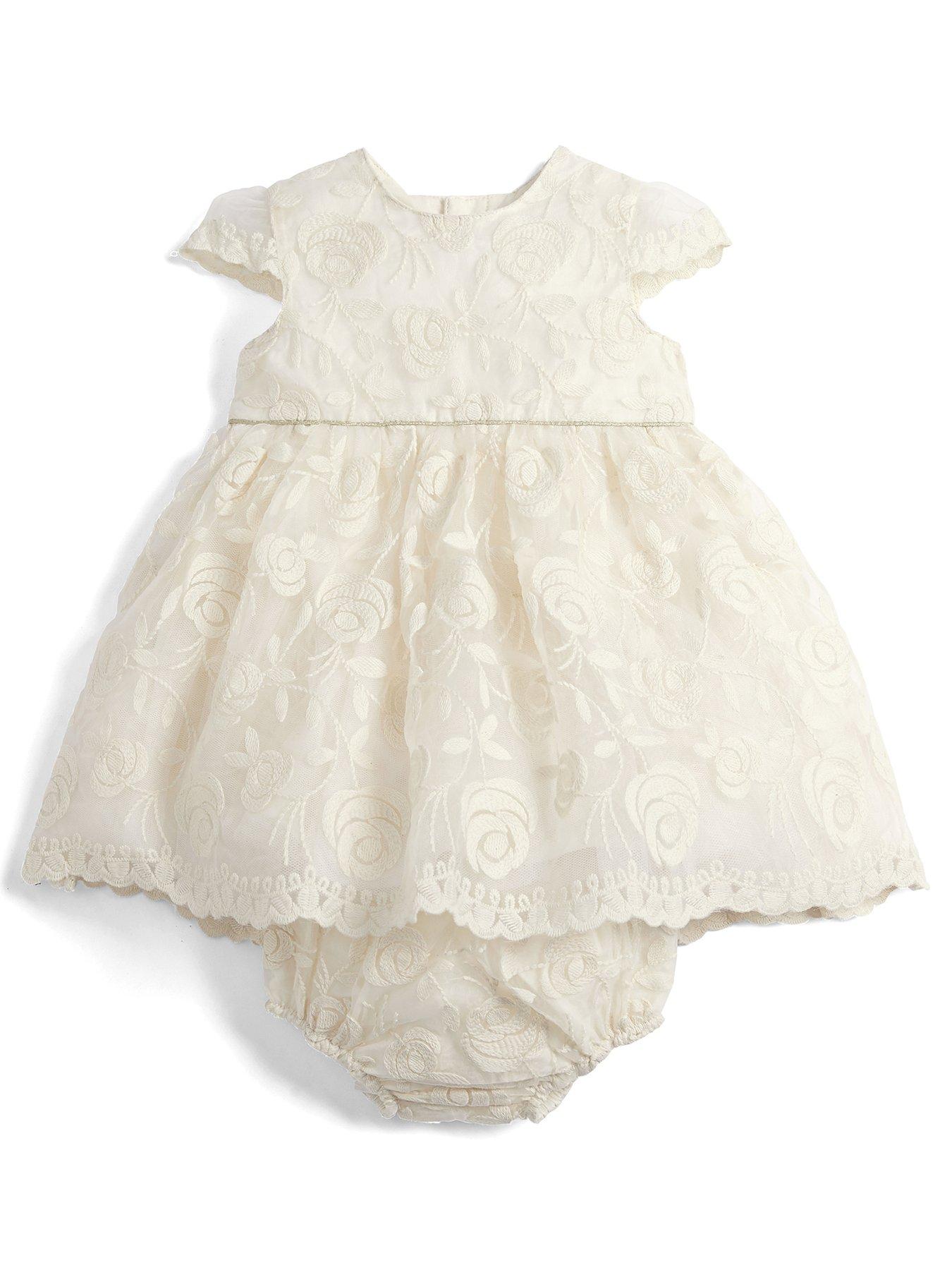 Mamas & Papas Baby Girls Organza Lace Dress Cream very.co.uk