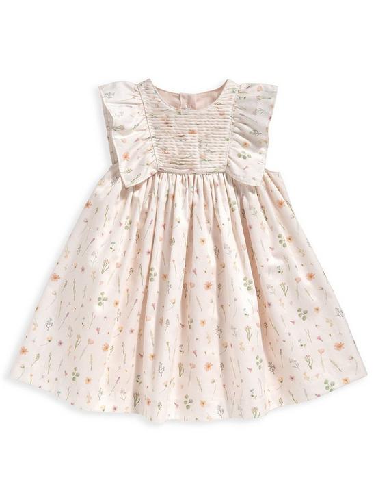 front image of mamas-papas-baby-girls-floral-print-dress-cream
