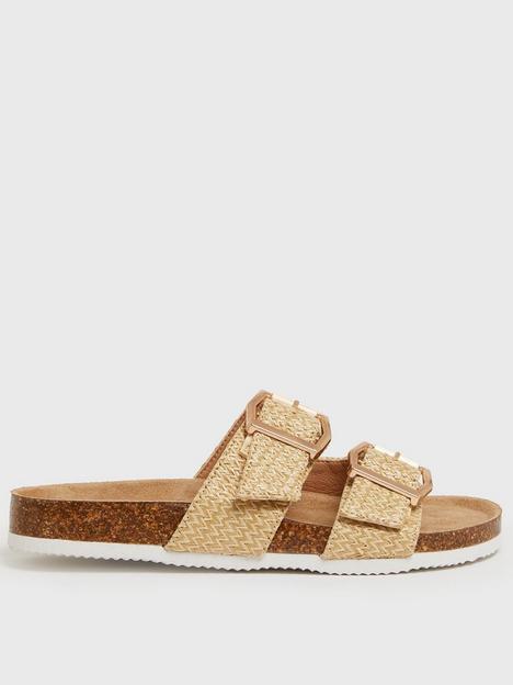 new-look-off-white-raffia-buckle-footbed