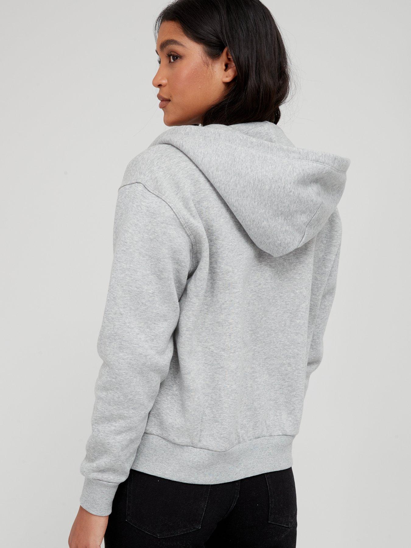  Embroidered Star Chevron Zip Through Hoodie - Grey