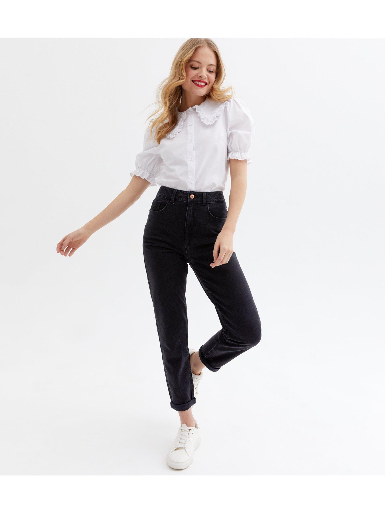 High Waisted Mom Jeans - Black