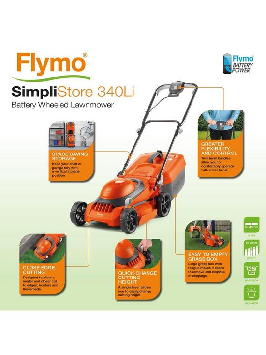 stillFront image of flymo-simplistore-340r-li-cordless-rotary-lawnmower-ndash-with-battery-and-charger-included
