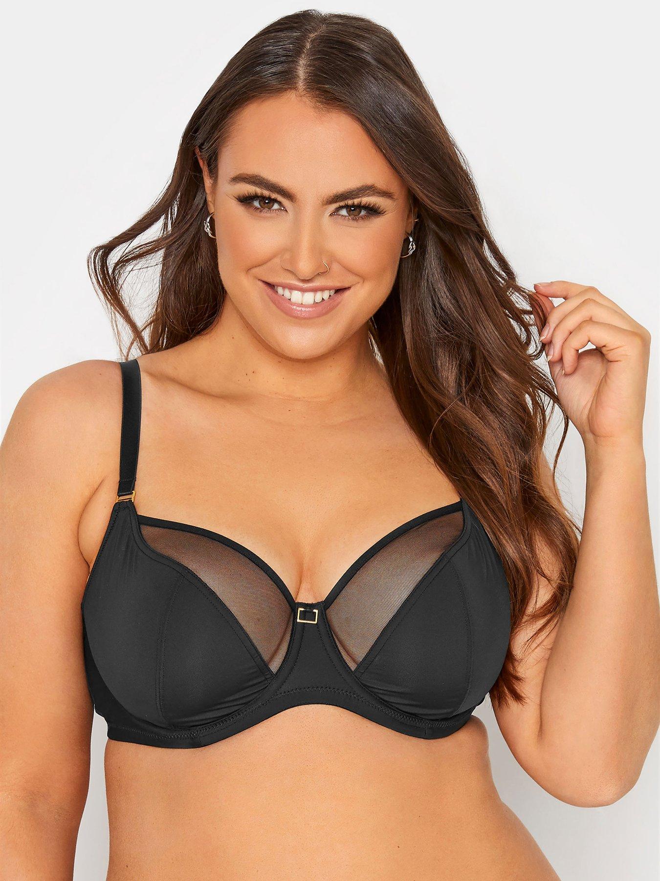 Women Yours Clothing Sheer & Microfibre Underwire Bra
