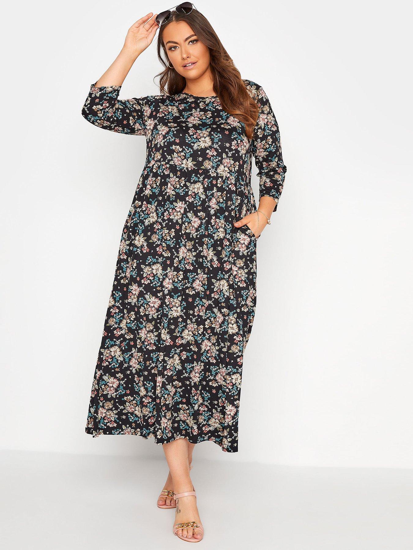  Yours Clothing Floral Dress - Black