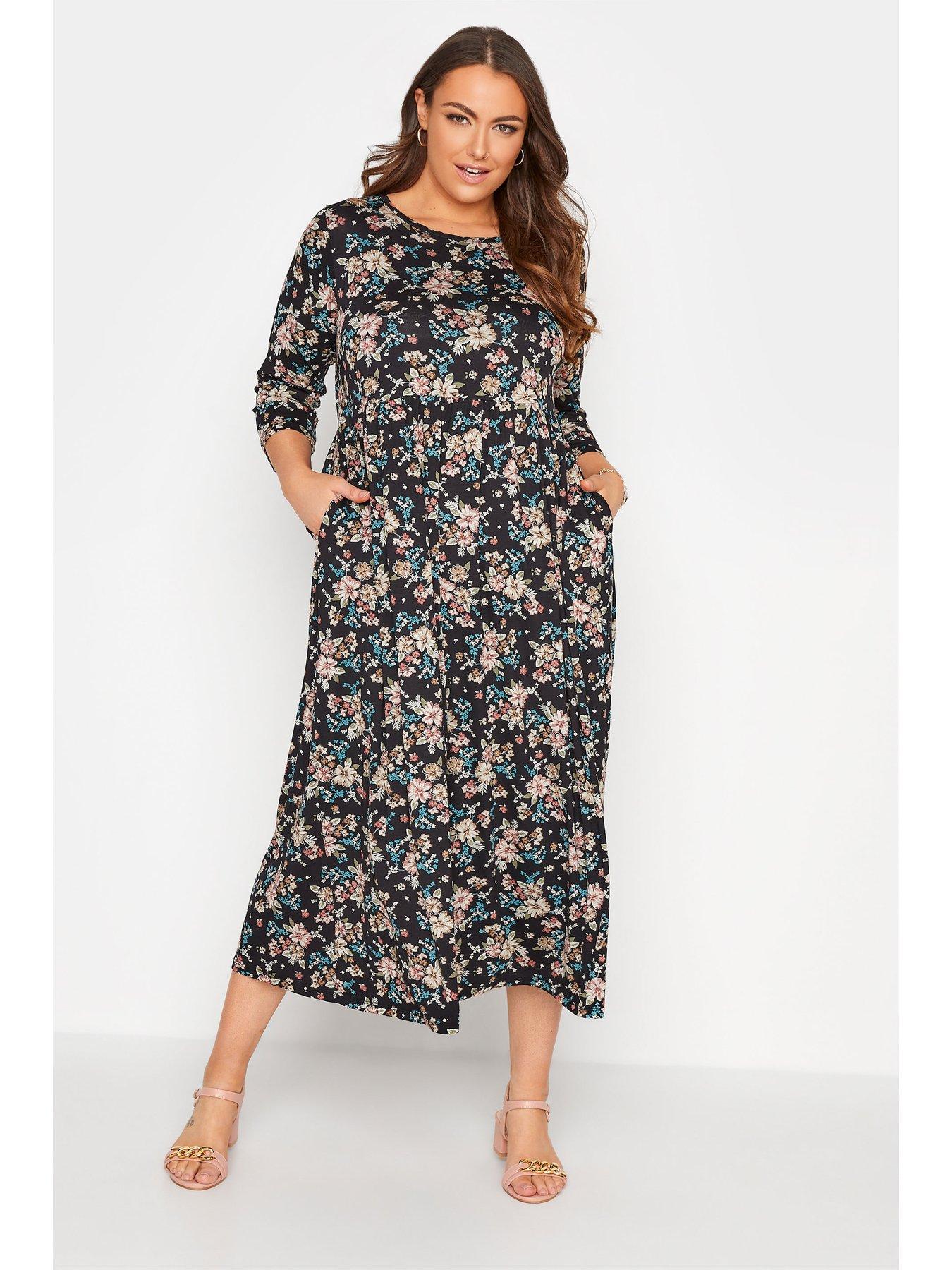  Yours Clothing Floral Dress - Black